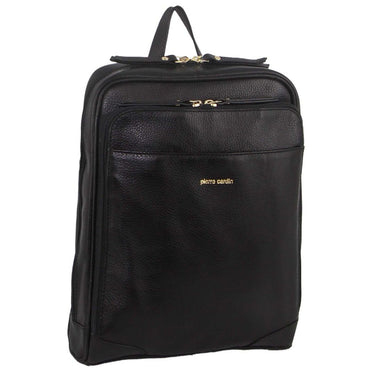 Pierre Cardin Rustic Womens Leather Backpack Bag Handbag Back Pack Travel - Black